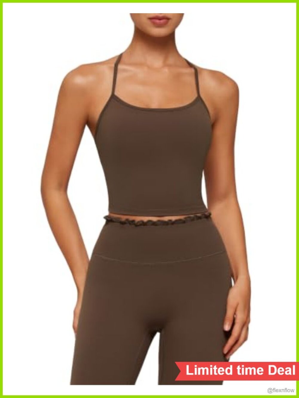 Ruffle Trim High Waisted Workout Set Y-Back Pilates Top Leggings